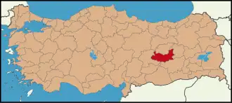 Localização da província de Elaze na Turquia