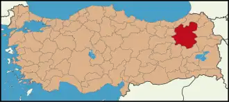 Localização da província de Erzurum na Turquia