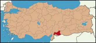 Localização da província de Gaziantepe na Turquia
