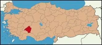 Localização da província de Esparta na Turquia