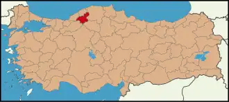 Localização da província de Carabuque na Turquia