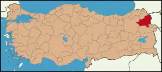 Localização da província de Carse na Turquia