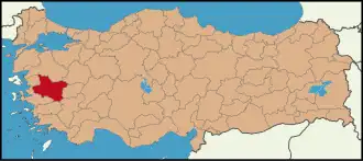 Localização da província de Manisa na Turquia