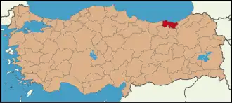Localização da província de Trebizonda na Turquia