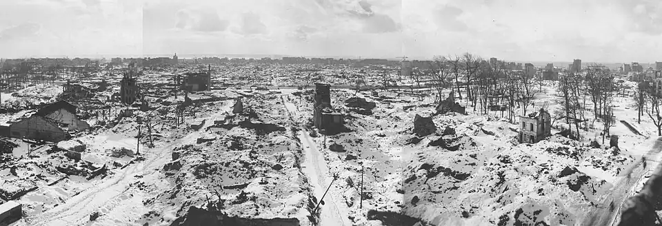 O centro de Le Havre destruído por bombardeamentos em 1944