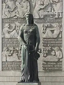 Justiça, c. 1960, bronze (baixo relevo de Euclides Vaz)