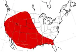 provável alcançe da espécie baseado nos registros de fósseis