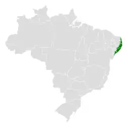 Mapa de distribuição do gavião-gato-do-nordeste