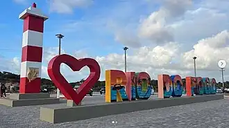 Letreiro na Entrada da Cidade de Rio do Fogo-RN.