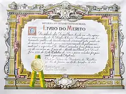 Livro do Mérito conferido ao escritor e jurista Clóvis Beviláqua