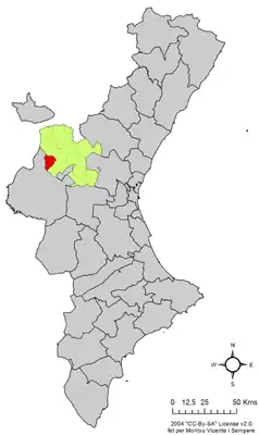 Localização do município de Benagéber na Comunidade Valenciana