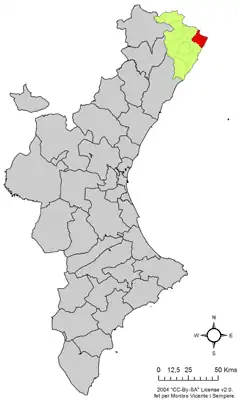 Localização do município de Vinaròs na Comunidade Valenciana