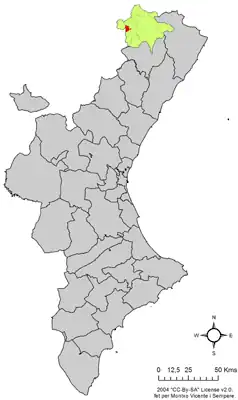 Localização do município de La Mata na Comunidade Valenciana