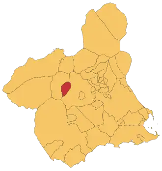 Localização de Bullas na Região de Múrcia