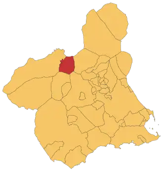 Localização de Calasparra na Região de Múrcia