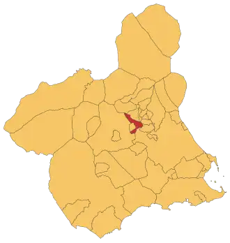 Localização de Campos del Río na Região de Múrcia
