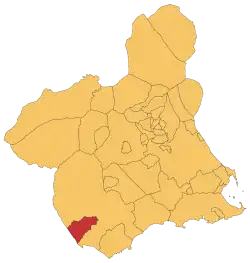 Localização de Puerto Lumbreras na Região de Múrcia