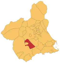 Localização de Totana na Região de Múrcia