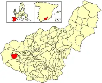 Localização do município de Salar na província de Granada