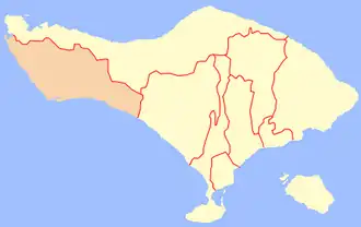 Localização da regência em Bali