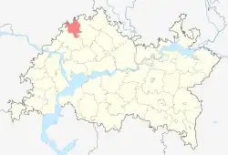 Localização do distrito de Atninsky no Tartaristão