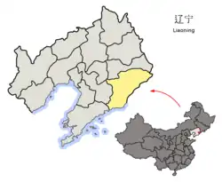 Localização de Dandong em Liaoning