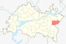 Localização do distrito de Muslyumovsky no Tartaristão