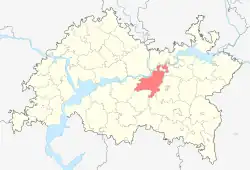 Localização do distrito de Nizhnekamsky no Tartaristão