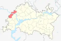 Localização do distrito de Zelenodolsky no Tartaristão