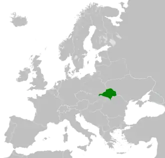 Localização de República Popular da Ucrânia Ocidental
