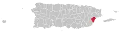 Localização de Humacao em Porto Rico