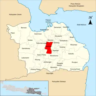 Localização de Sawahan na cidade de Surabaia