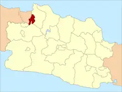 Localização de Bekasi na ilha de Java