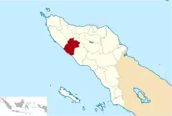 Localização da regência de Achém Ocidental na província de Achém