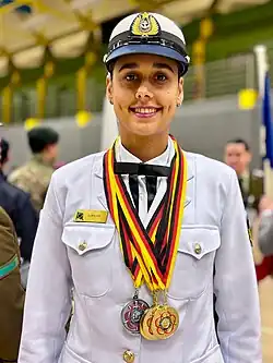 Lorrane Ferreira representando a Marinha do Brasil no 53º Campeonato Mundial Militar de Natação
