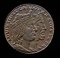 Moeda representando Luís III e Carlomano II.