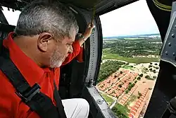 Teresina (PI) - Presidente Luiz Inácio Lula da Silva durante sobrevoo de regiões afetadas pelas enchentes Foto: Ricardo Stuckert/PR.