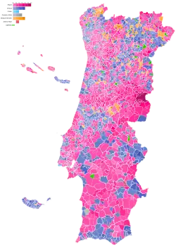 Candidato mais votado por freguesia no primeiro turno.