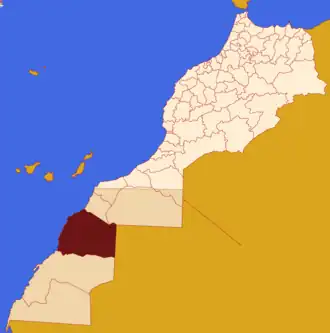 Localização da província em Marrocos. Sara Ocidental incluído