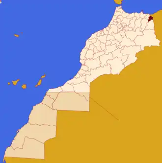 Localização da prefeitura em Marrocos (Saara Ocidental incluído).
