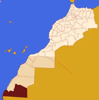 Localização da província em Marrocos. Sara Ocidental incluído