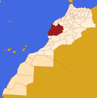 Localização da região em Marrocos. Sara Ocidental incluído.