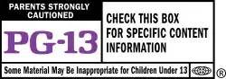 PG-13 rating symbol and block