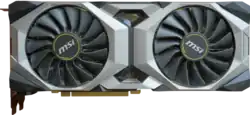 The image shows the radiator surface of the GeForce RTX 2080 VENTUS OC by MSI