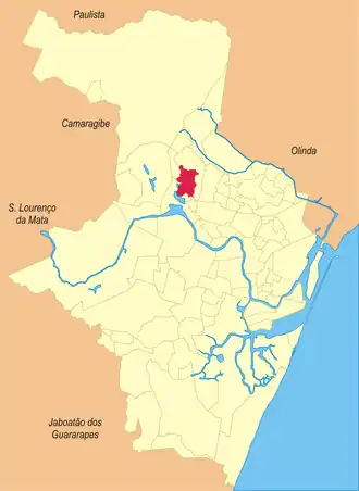 localização do bairro Macaxeira no Recife