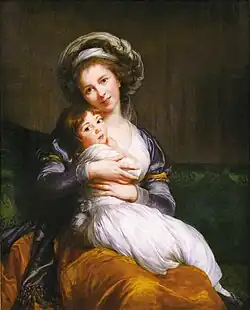 Auto-retrato com sua filha Jeanne-Lucie. Óleo sobre madeira, 1786