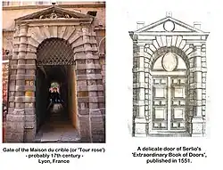 Influência no portão da Maison du Crible.