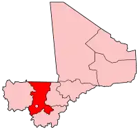 Localização da região de Koulikoro no Mali