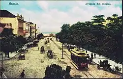 Linha de bonde na Avenida Eduardo Ribeiro