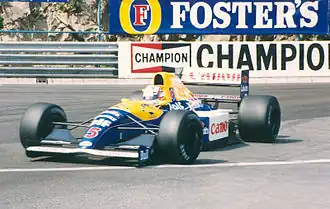 Nigel Mansell pilotando o modelo FW14 no GP de Mônaco de 1991.